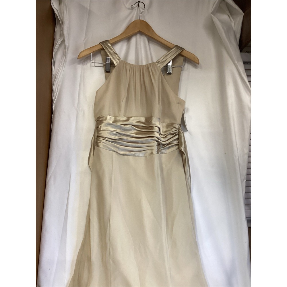 david's bridal champagnes long evening dress new with tags sleeveles size 2